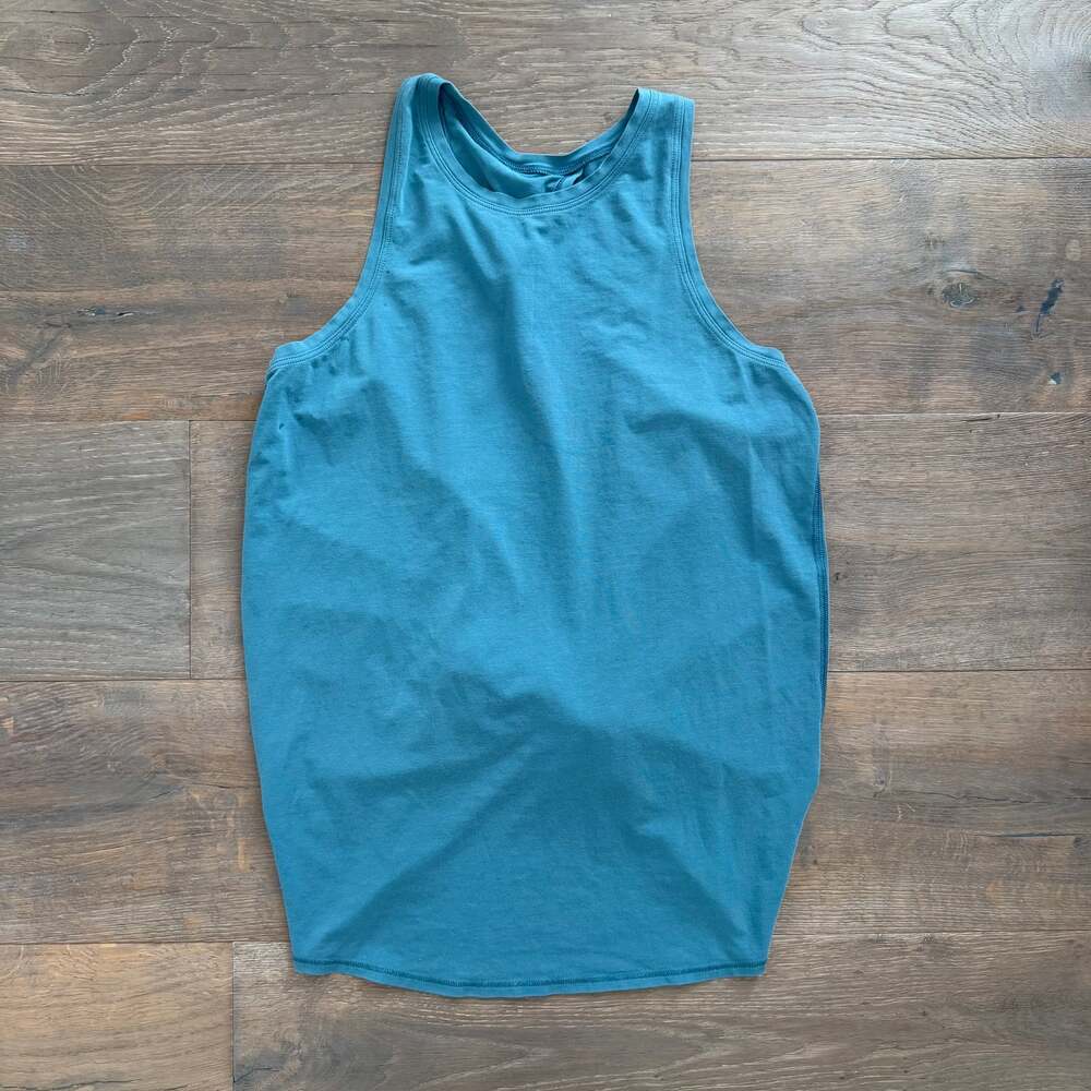 Lululemon High Neck Running and Training Teal Blue Tank Top Size Med
